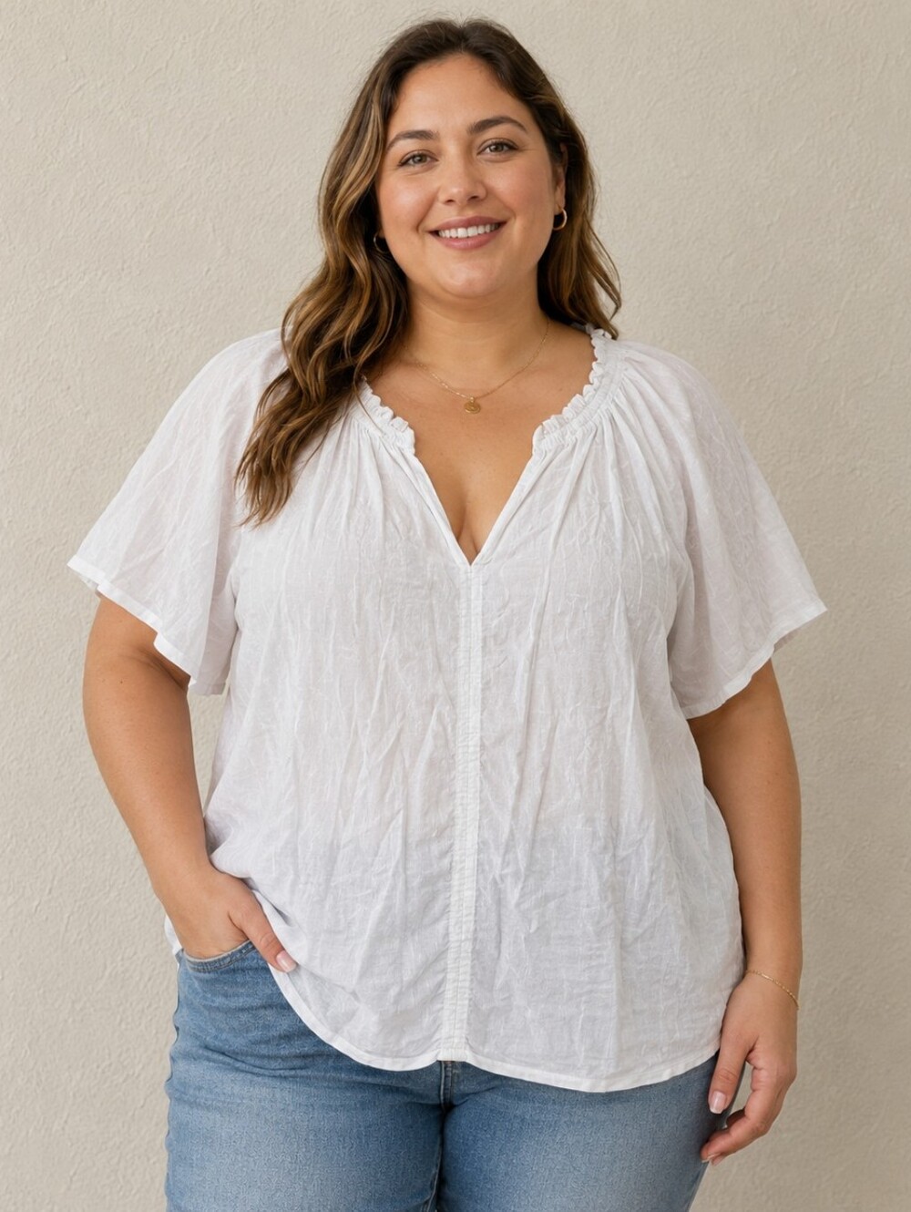 Gap Vee Neck White Blouse